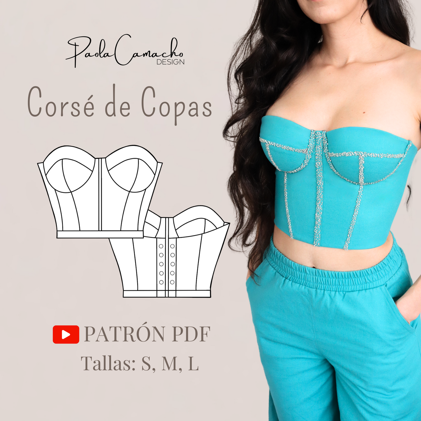 CORSET DE COPAS Descarga instantánea - patrón de costura en PDF