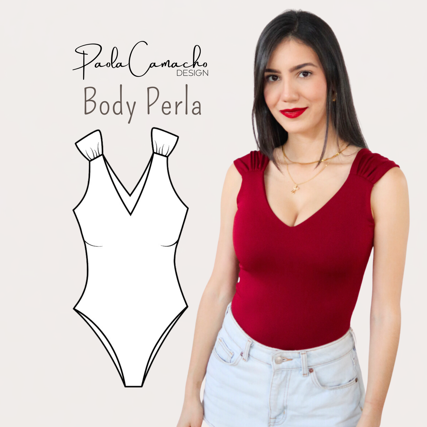 Patrón de costura Body Perla tallas desde XS hasta la XXL - patrones de costura en pdf de descarga instantanea
