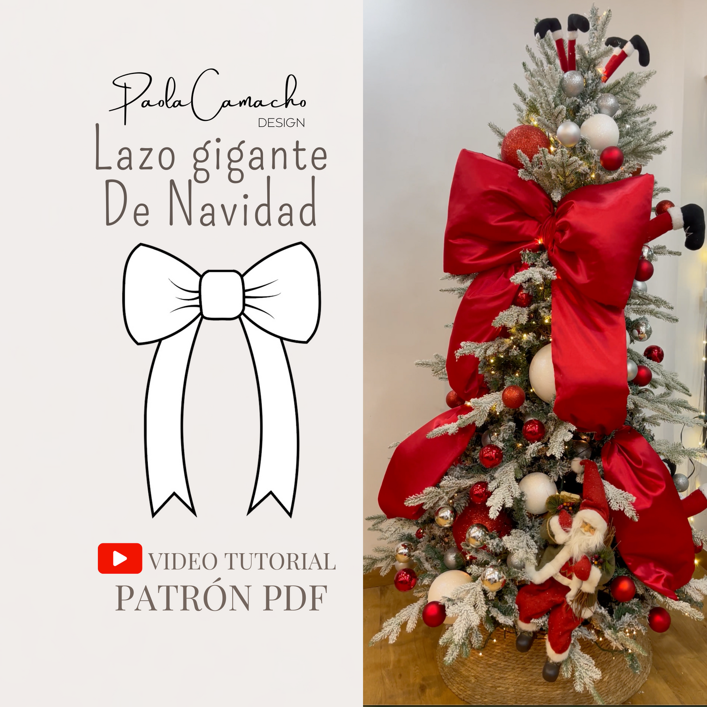 PATRONES DE LAZO GIGANTE DE NAVIDAD + VIDEO PASO A PASO DE SU CONFECCIÓN