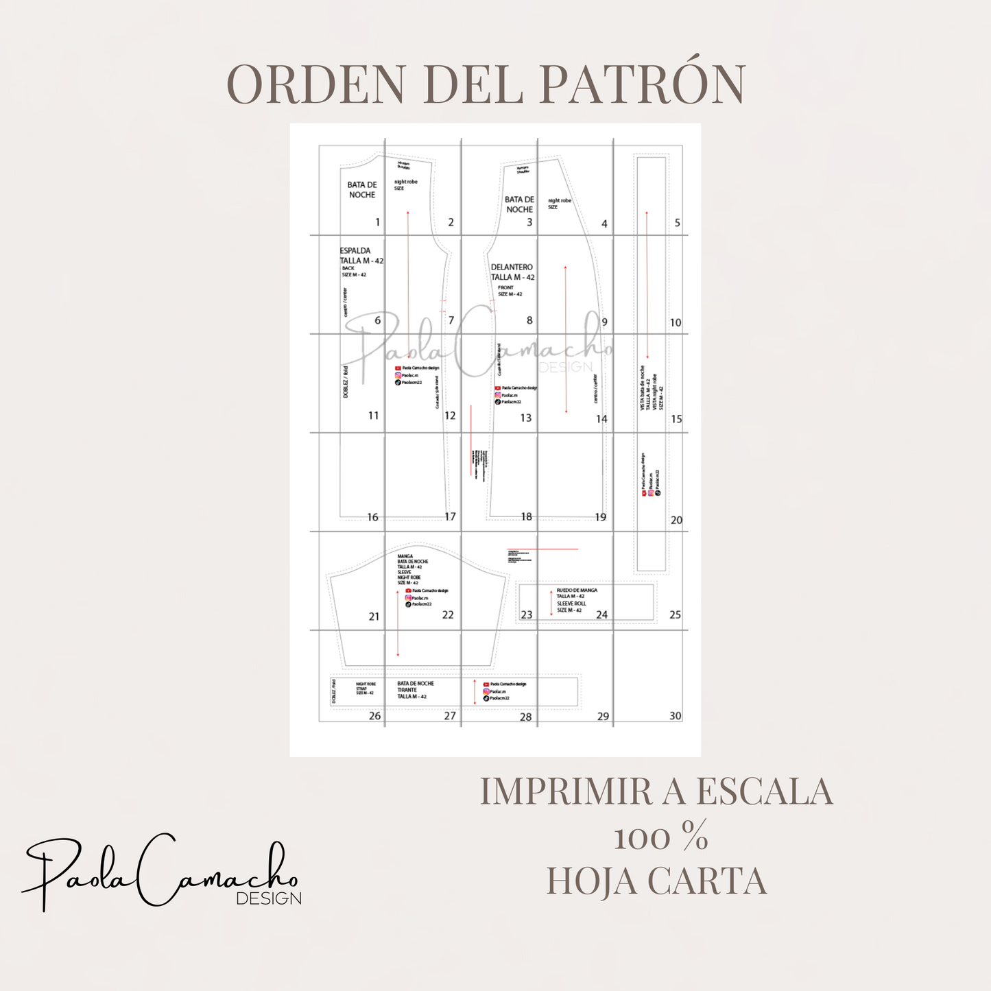 Patrón de costura Bata de noche tallas desde XS hasta la XXL - patrones en pdf de descarga instantanea + video de costura