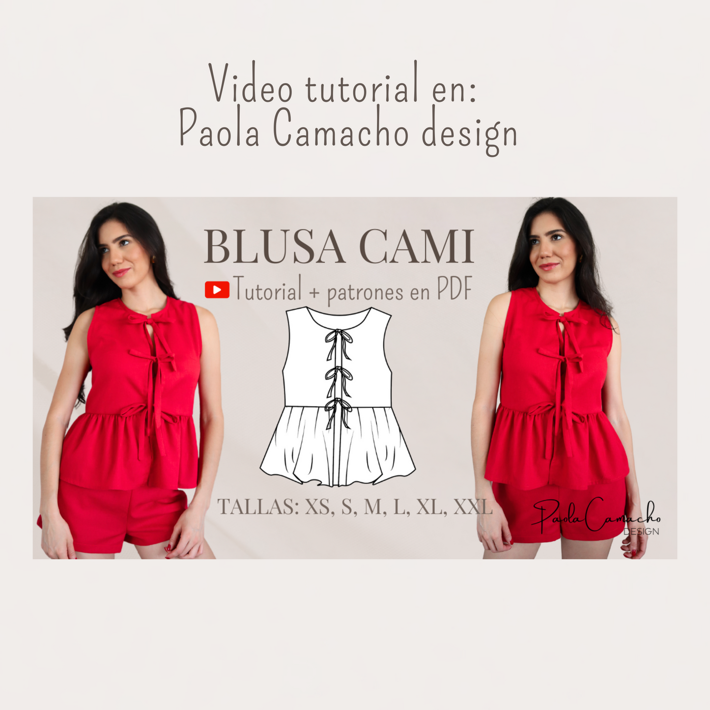 Patrón de costura Blusa Cami tallas desde XS hasta la XXL - patrones de costura Blusa coqueta patrones en pdf de descarga instantanea