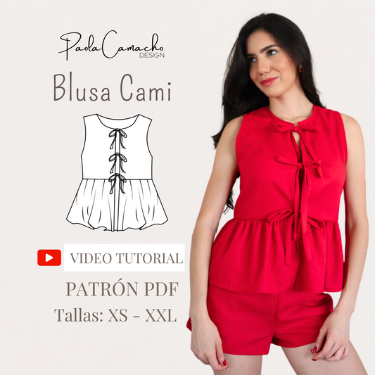 Patrón de costura Blusa Cami tallas desde XS hasta la XXL - patrones de costura Blusa coqueta patrones en pdf de descarga instantanea