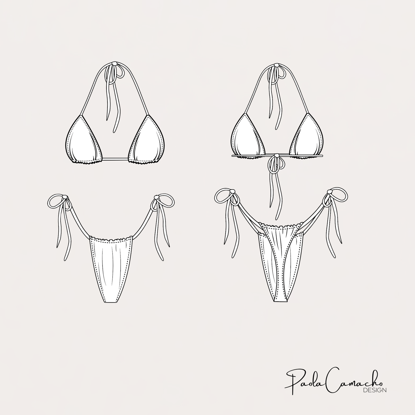 Patrón de costura Bikini Sol - tallas desde XS hasta la XXL - patrones en pdf de descarga instantanea