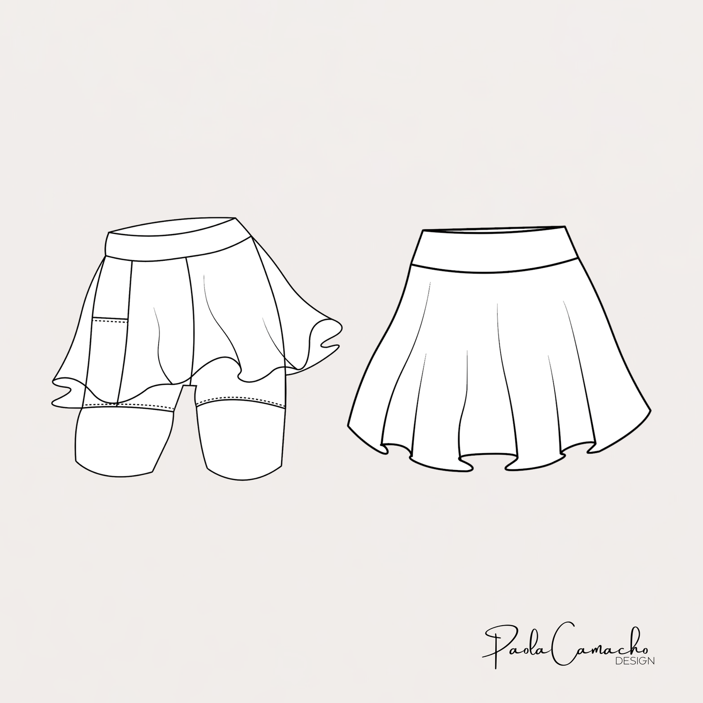 Patrón de Costura Falda Deportiva Olivia – PDF Tallas desde la XS a XXL (Hoja Carta)