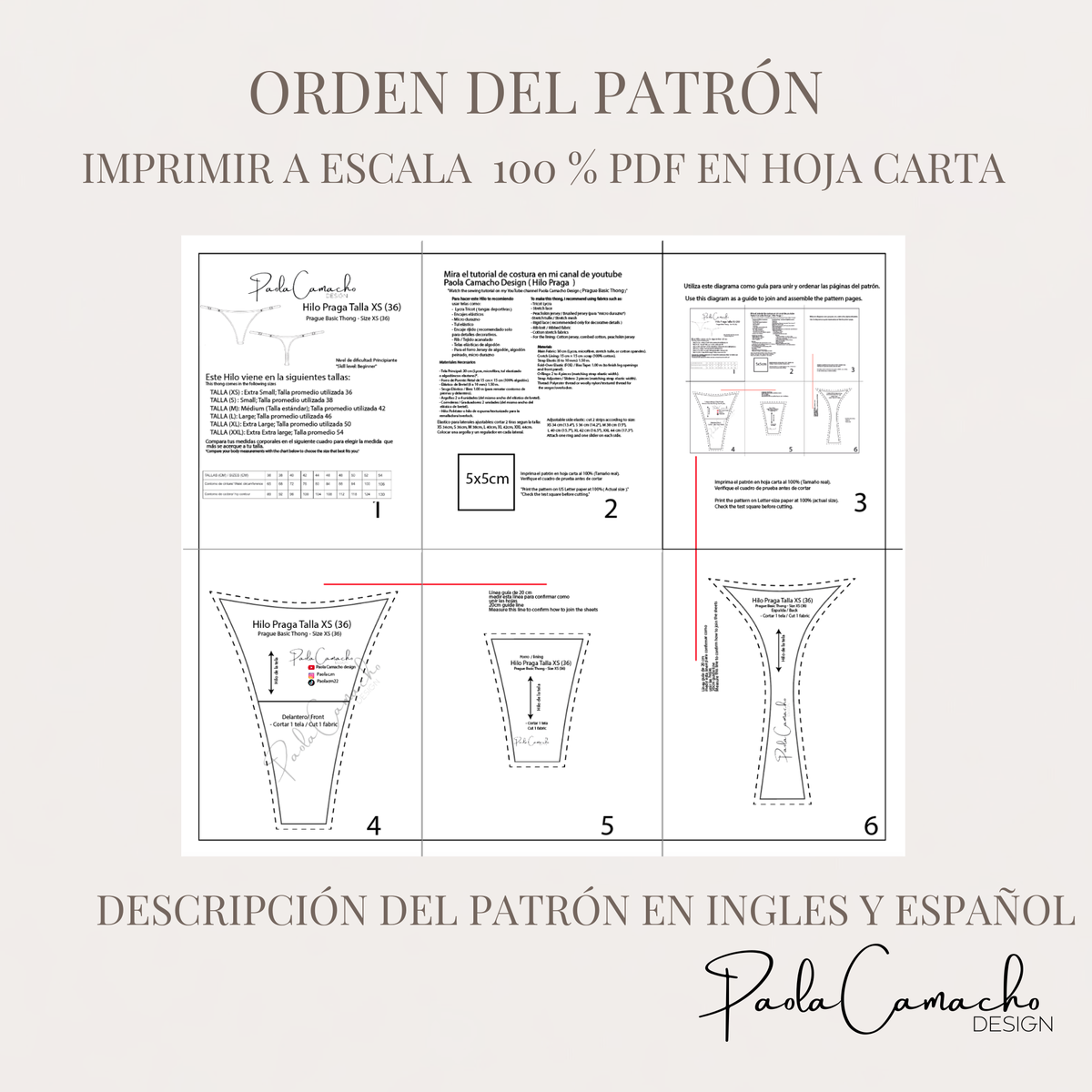 Patrón de Costura Hilo Praga PDF | Tallas XS HASTA XXL | Impresión Hoja Carta | Principiantes