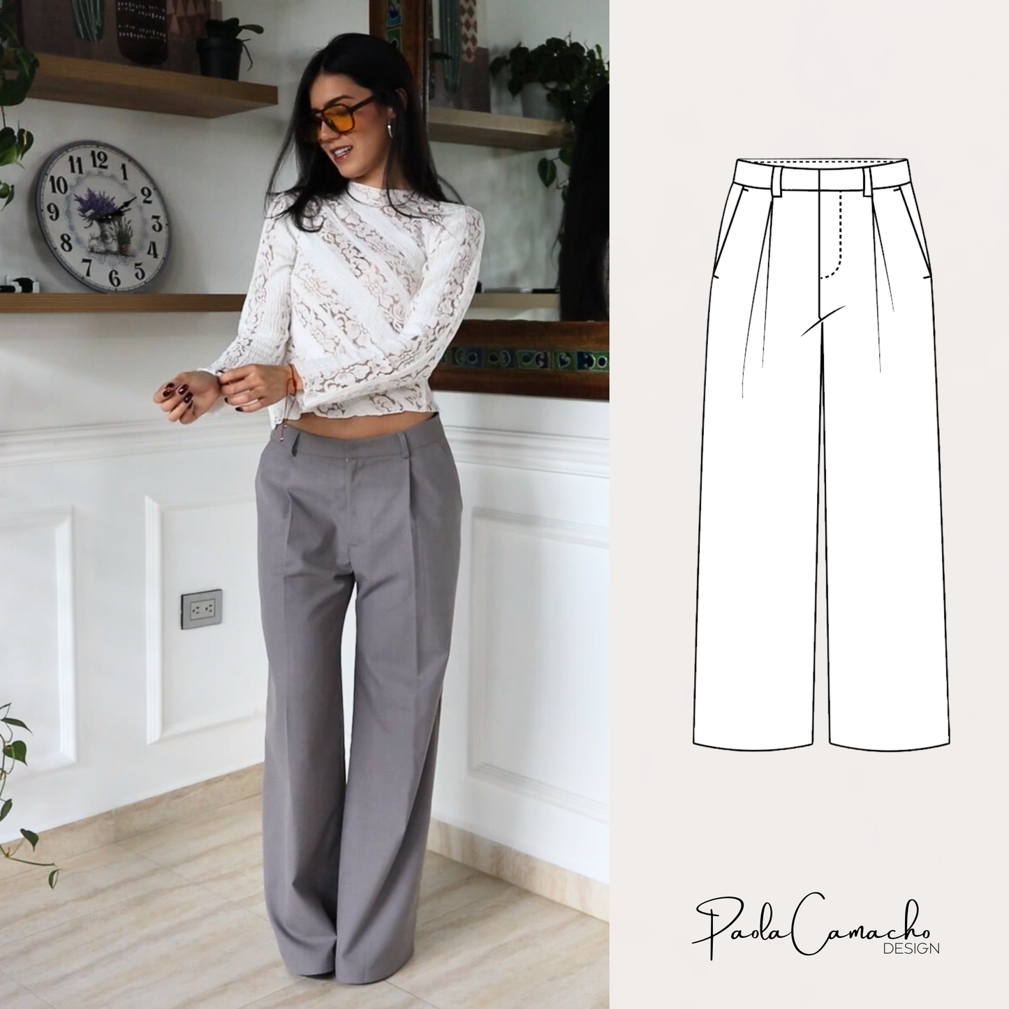Pantalón Satre Rocío - Patrón en PDF + VIDEO de costura - Impresión en hoja carta escala 100%
