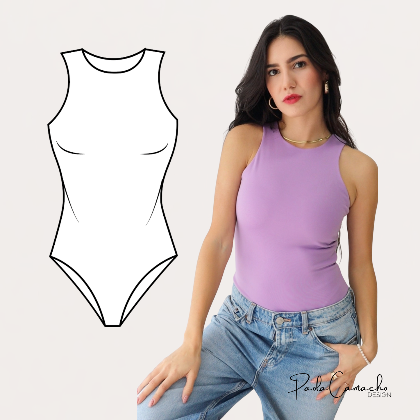 Patrón de Costura Body Halter PDF | Tallas XS–XXL | Principiantes | Paola Camacho Design