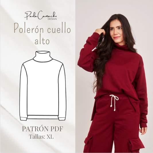 PATRÓN PDF POLERÓN CUELLO ALTO talla XL