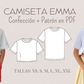 Patrón de Costura Camiseta Emma – PDF Tallas XS a XXL (Hoja Carta)
