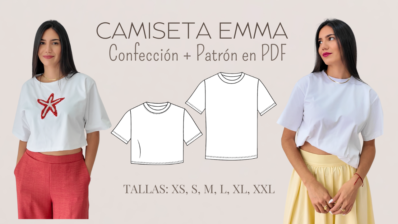 Patrón de Costura Camiseta Emma – PDF Tallas XS a XXL (Hoja Carta)