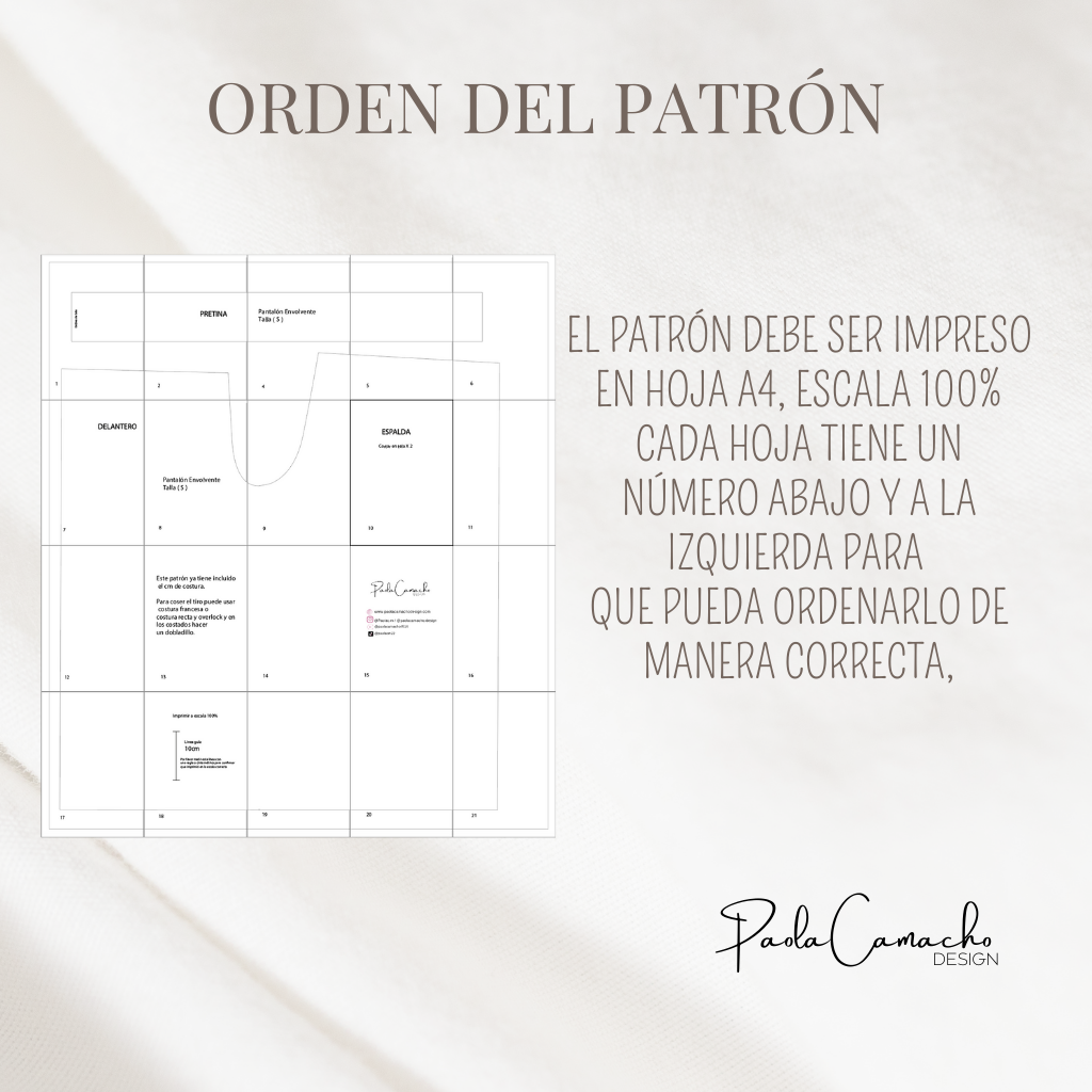 PATRÓN PANTALÓN ENVOLVENTE / S,M,Ly XL