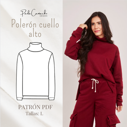 PATRÓN PDF POLERÓN CUELLO ALTO talla L