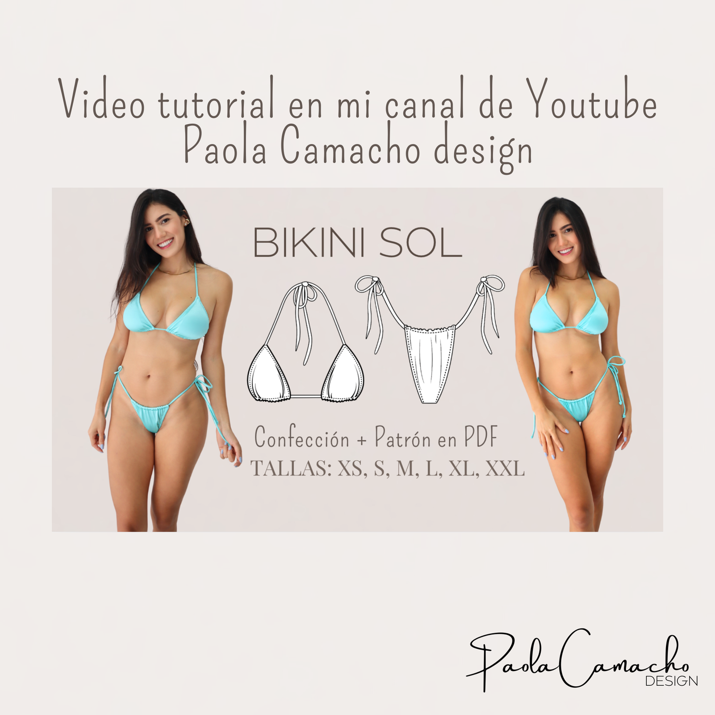 Patrón de costura Bikini Sol - tallas desde XS hasta la XXL - patrones en pdf de descarga instantanea