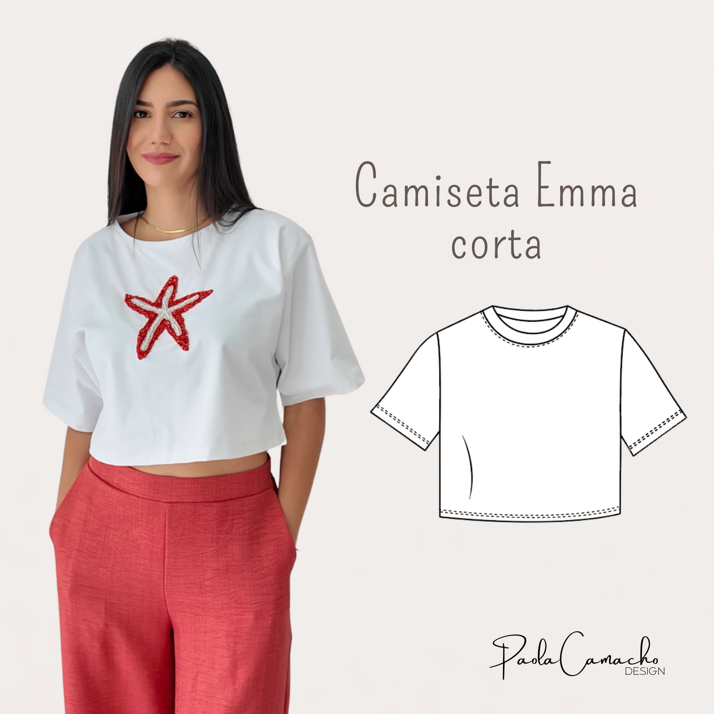 Patrón de Costura Camiseta Emma – PDF Tallas XS a XXL (Hoja Carta)