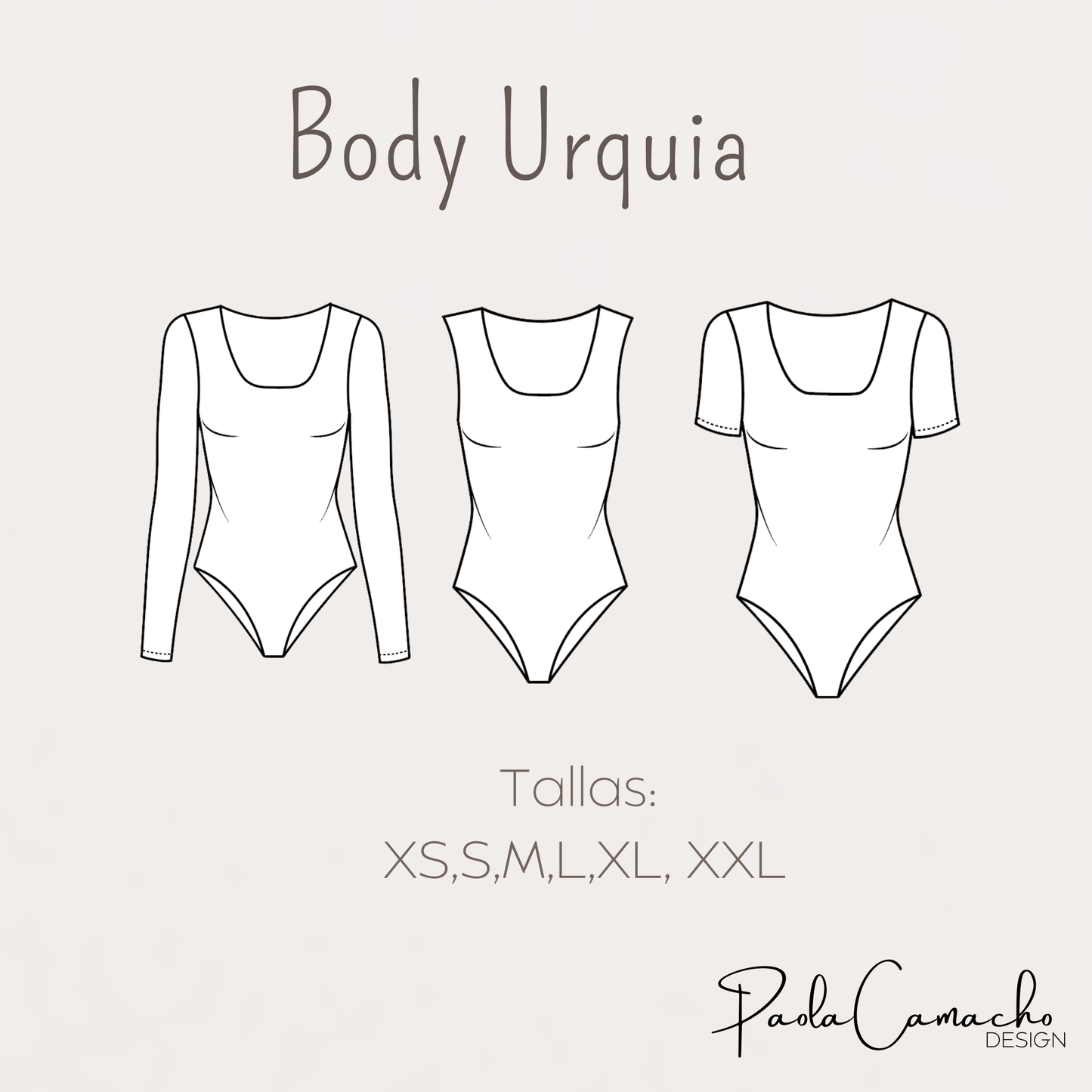 Patrón de costura Body Urquia - tallas desde XS hasta la XXL - patrones en pdf de descarga instantanea / Body manga larga
