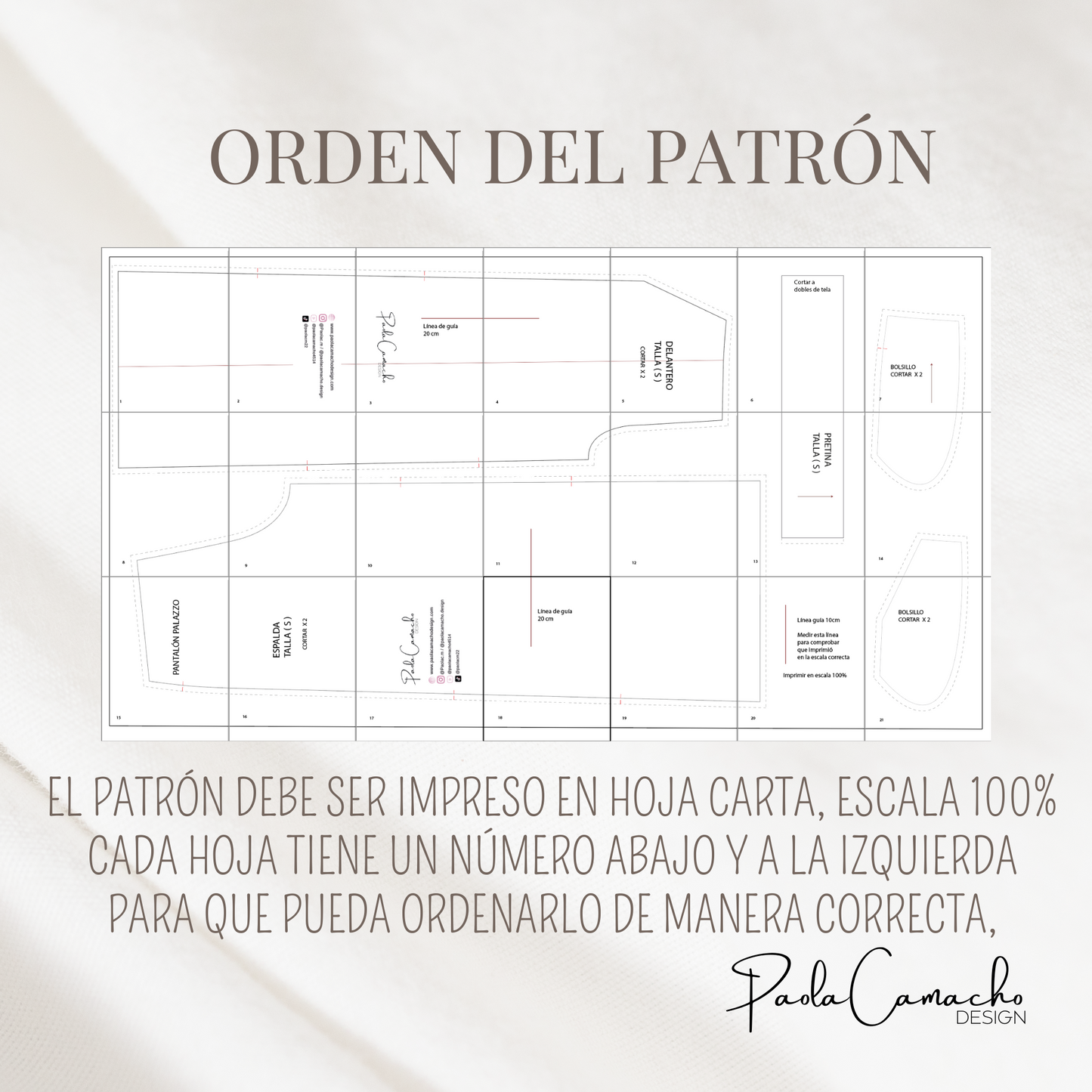 Patrón PDF Pantalón Palazzo talla S, M, L, XL