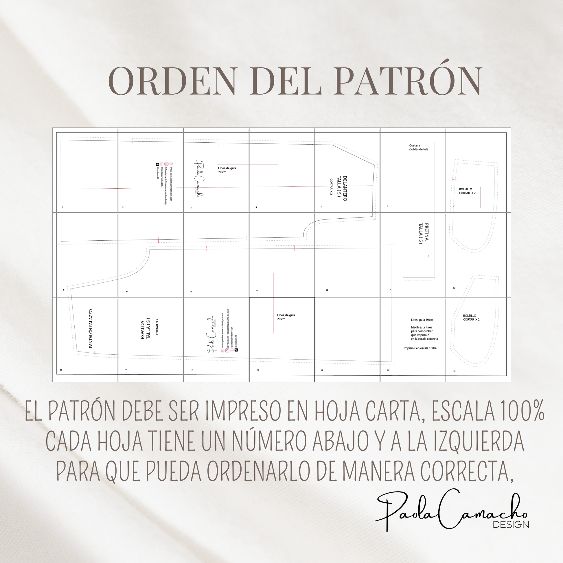 Patrón PDF Pantalón Palazzo talla S, M, L, XL – Paoladesignchile