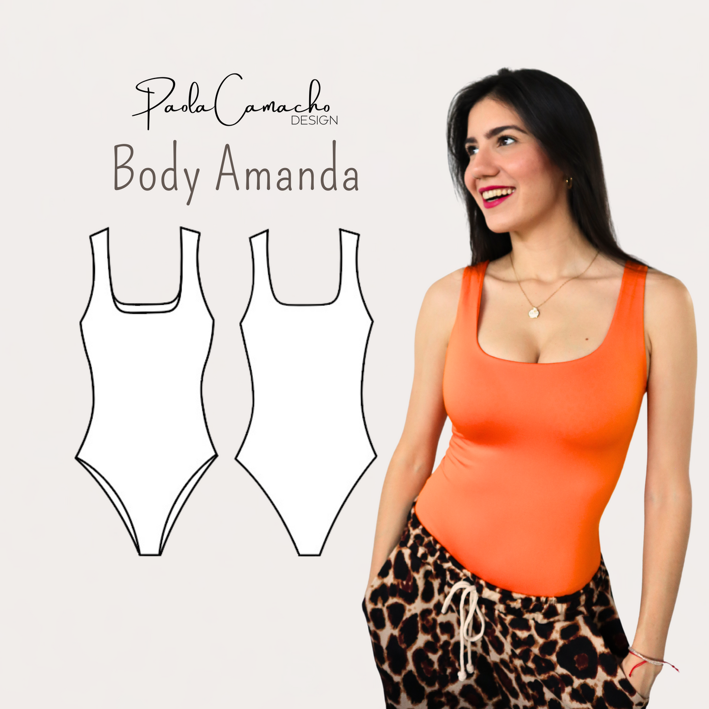 Patrón de costura Body Amanda tallas desde XS hasta la XXL - patrones de costura en pdf de descarga instantanea