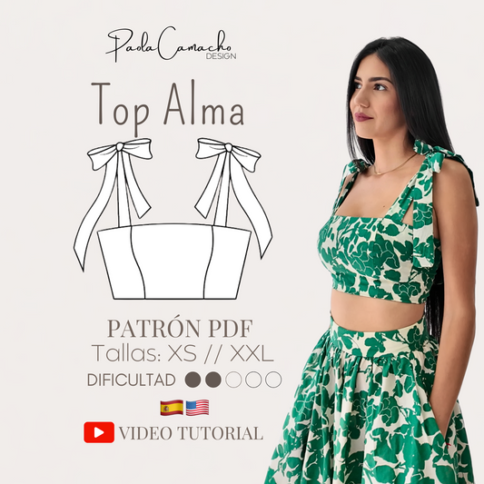 Patrón de Costura Top Alma – Todas las Tallas | PDF para Imprimir en Hoja Carta (Escala 100%)