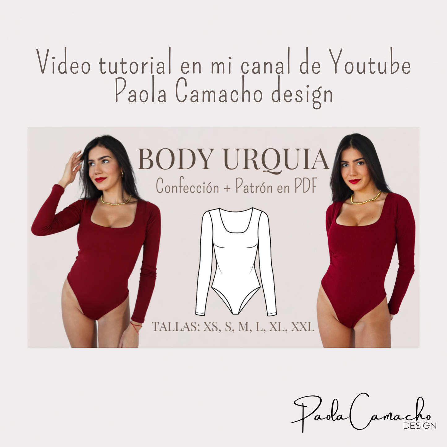 Patrón de costura Body Urquia - tallas desde XS hasta la XXL - patrones en pdf de descarga instantanea / Body manga larga