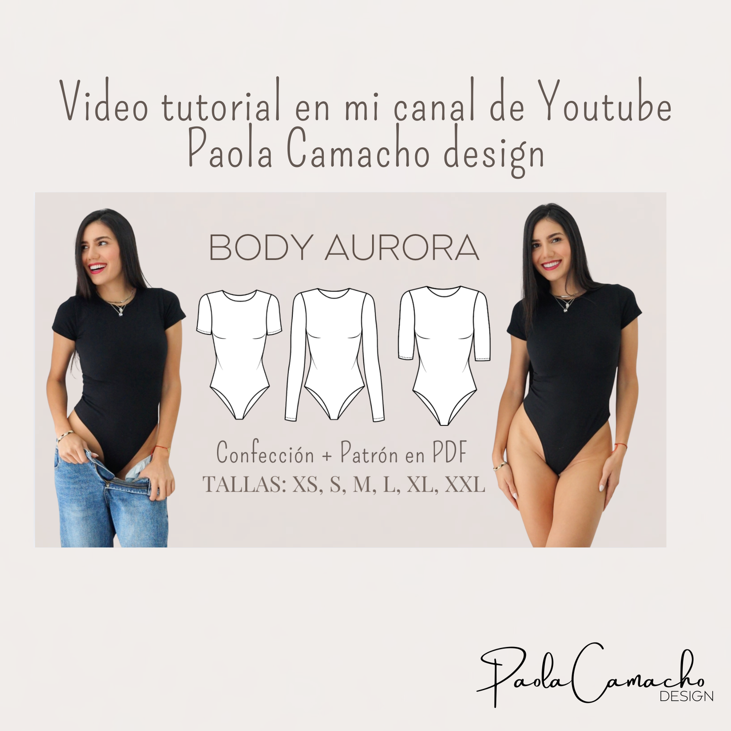 Patrón de costura Body Aurora - tallas desde XS hasta la XXL - patrones en pdf de descarga instantanea