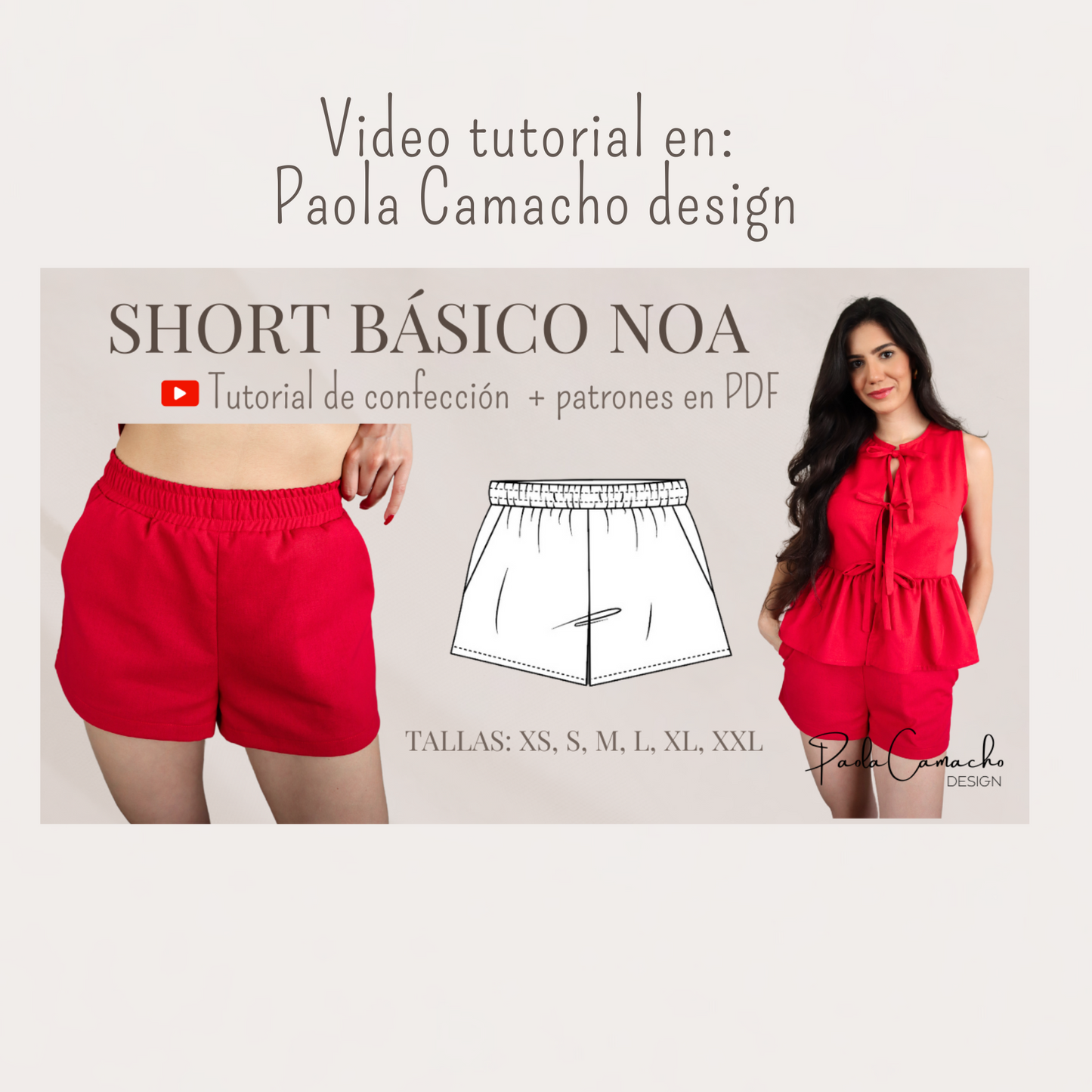 Patrón de costura Short Básico, tallas desde XS hasta la XXL - patrones de costura short corto patrones en pdf de descarga instantánea